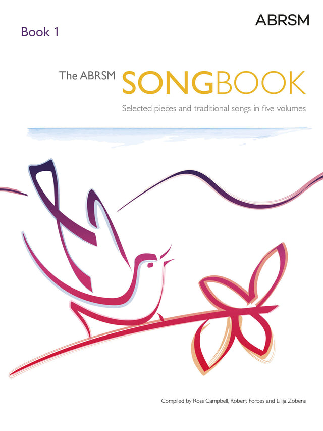 Cover of The ABRSM Songbook Book 1 with a dove design on a white background