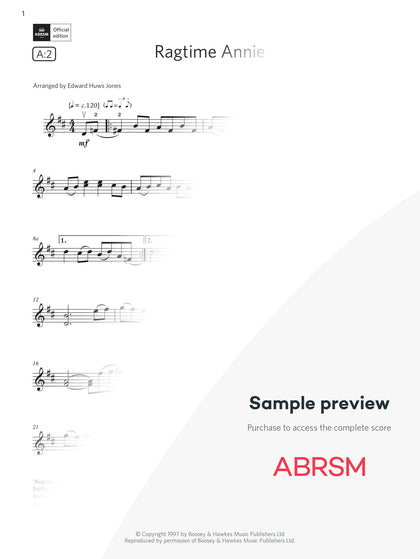 Ragtime Annie - Violin Exam Pieces 2024, Grade 4 (Digital Sheet Music) protected preview