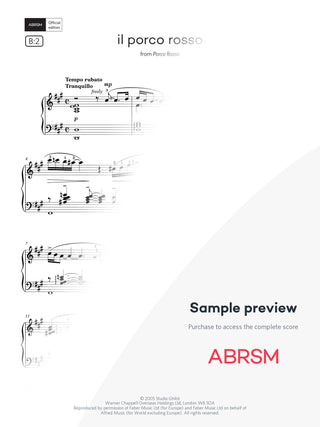 il porco rosso - Piano Exam Pieces 2025 & 2026, Grade 8 (Digital Sheet Music) protected preview