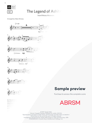 The Legend of Ashitaka - Violin Exam Pieces 2024, Grade 4 (Digital Sheet Music) protected preview