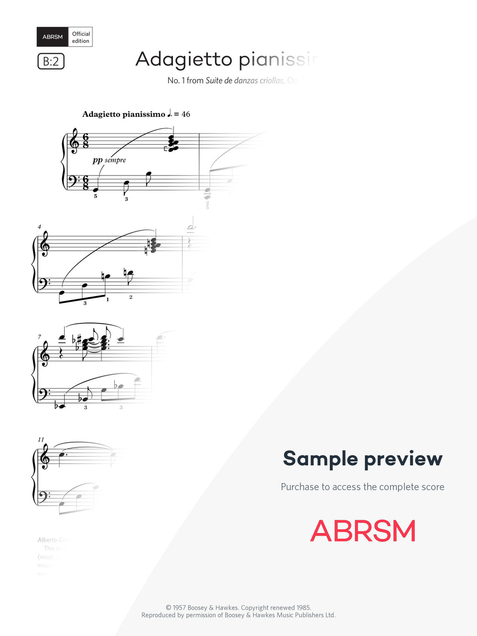 Adagietto pianissimo - Piano Exam Pieces 2025 & 2026, Grade 7 (Digital Sheet Music) protected preview