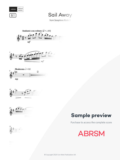 Sail Away - Sax Exam Pieces 2026, Grade 5 (Digital Sheet Music) protected preview