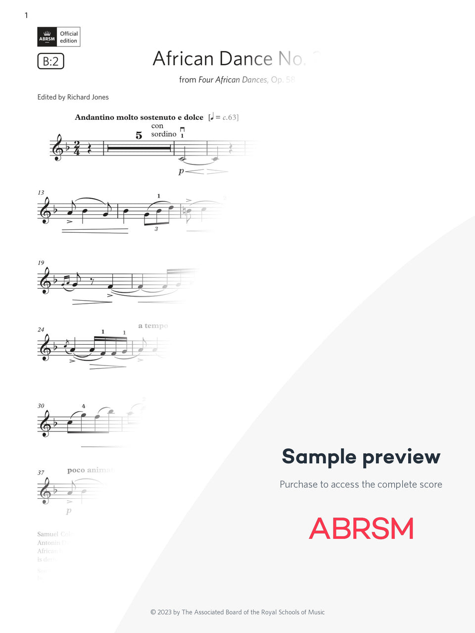 African Dance No. 2 - Violin Exam Pieces 2024, Grade 8 (Digital Sheet Music) protected preview