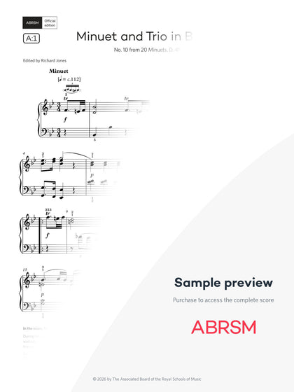 Minuet and Trio in B flat - Piano Exam Pieces 2027 & 2028, Grade 5 (Digital Sheet Music) protected preview