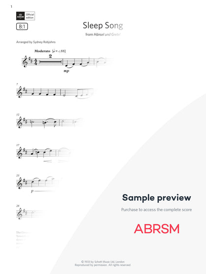 Sleep Song - Violin Exam Pieces 2024, Grade 3 (Digital Sheet Music) protected preview