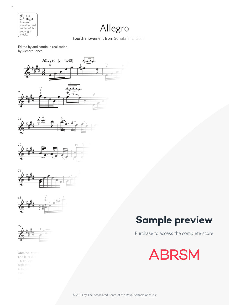 Allegro - Violin Exam Pieces 2024, Grade 8 (Digital Sheet Music) protected preview