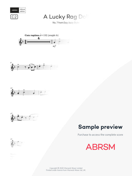 A Lucky Rag Doll - Sax Exam Pieces 2026, Grade 2 (Digital Sheet Music) protected preview
