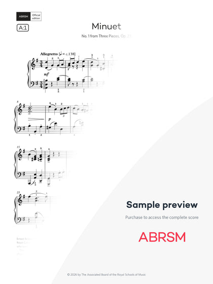Minuet - Piano Exam Pieces 2027 & 2028, Grade 6 (Digital Sheet Music) protected preview