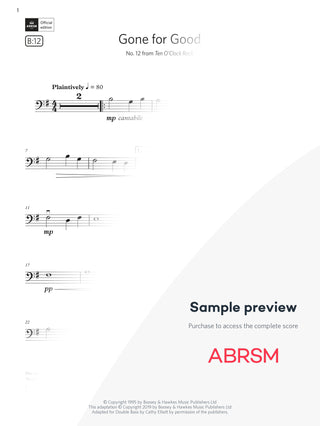 Gone for Good - Double Bass Exam Pack 2024 Initial Grade Digi (Digital Sheet Music) protected preview