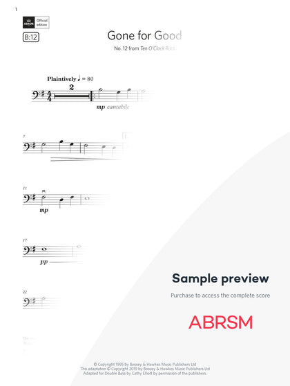 Gone for Good - Double Bass Exam Pack 2024 Initial Grade Digi (Digital Sheet Music) protected preview