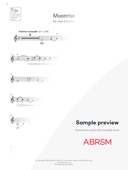 Moonrise - Violin Exam Pieces 2024, Grade 1 (Digital Sheet Music) protected preview