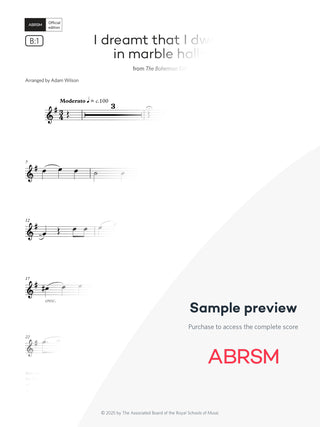 I dreamt that I dwelt in marble halls - Sax Exam Pieces 2026, Grade 1 (Digital Sheet Music) protected preview
