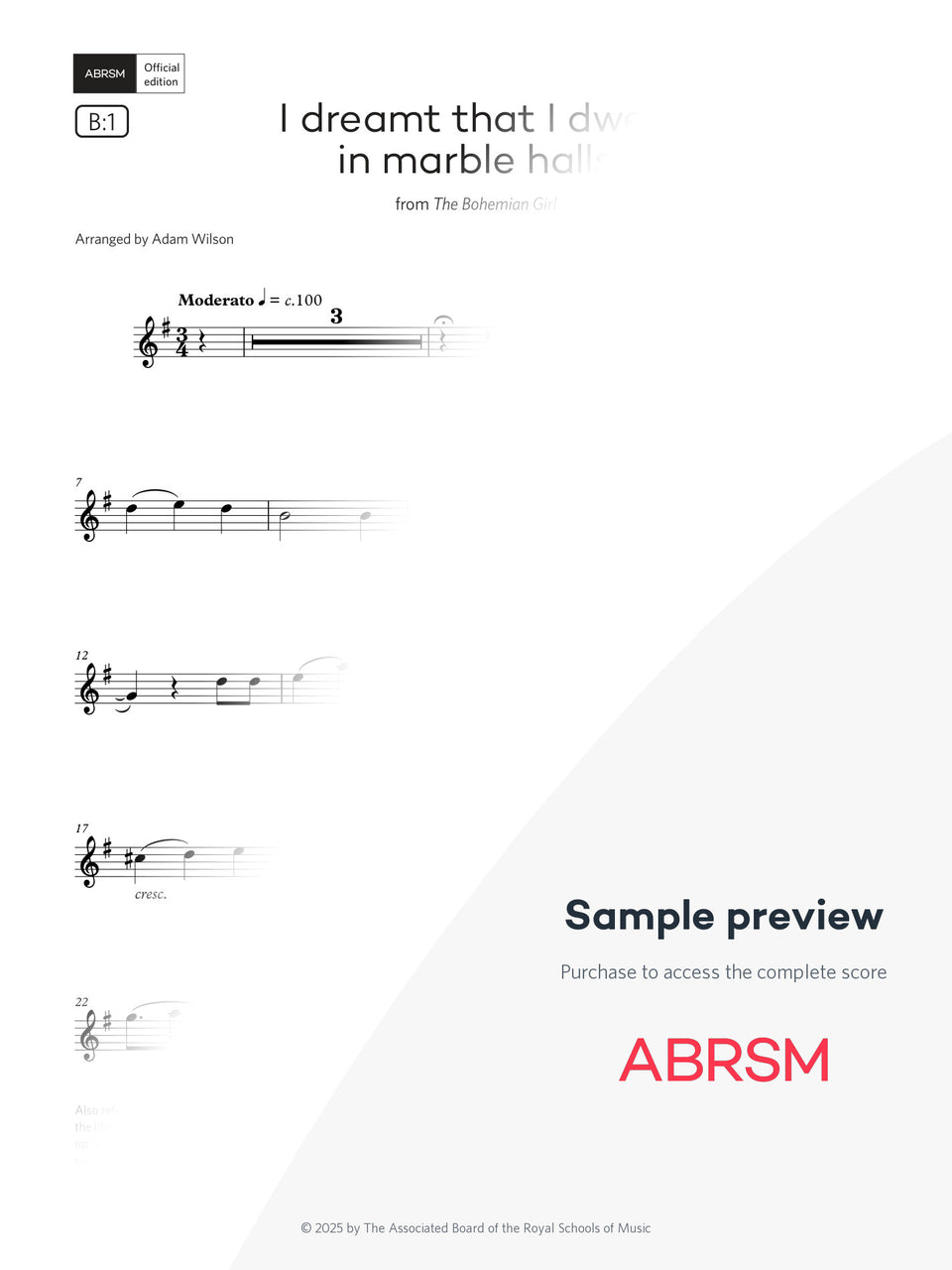 I dreamt that I dwelt in marble halls - Sax Exam Pieces 2026, Grade 1 (Digital Sheet Music) protected preview