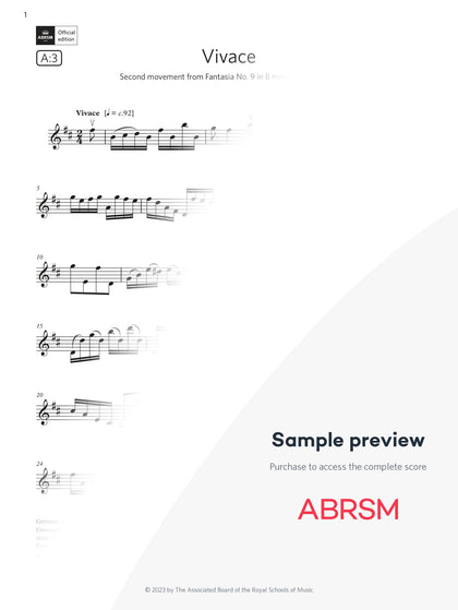 Vivace - Violin Exam Pieces 2024, Grade 7 (Digital Sheet Music) protected preview
