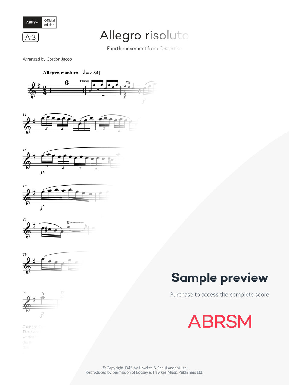 Allegro risoluto - Clarinet Exam Pieces 2026, Grade 7 (Digital Sheet Music) protected preview