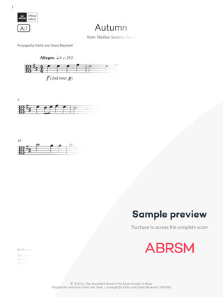 Autumn: from The Four Seasons, Op. 8 - Viola Exam Pack 2024, Initial Grade (Digital Sheet Music) protected preview