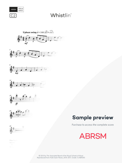 Whistlin' - Flute Exam Pieces 2026, Grade 3 (Digital Sheet Music) protected preview