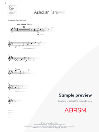 Ashokan Farewell - Violin Exam Pieces 2024, Grade 3 (Digital Sheet Music) protected preview