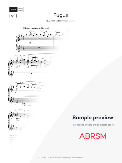 Fugue - Piano Exam Pieces 2027 & 2028, Grade 8 (Digital Sheet Music) protected preview