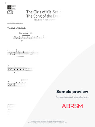 The Girls of Kis-Szele and The Song of the Drunkard - Cello Exam Pieces 2024, Grade 3 (Digital Sheet Music) protected preview