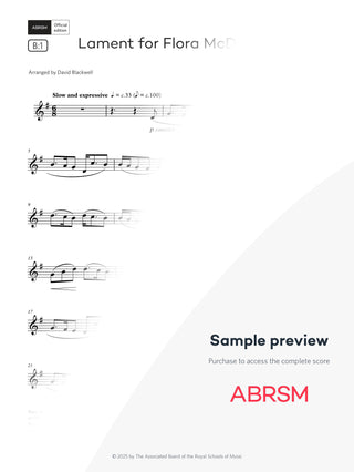 Lament for Flora McDonald - Clarinet Exam Pieces 2026, Grade 4 (Digital Sheet Music) protected preview