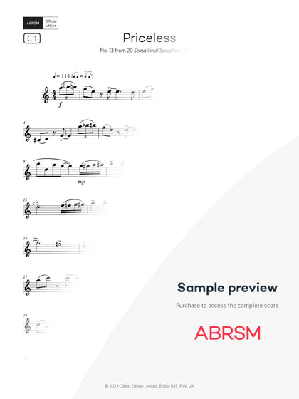 Priceless - Sax Exam Pieces 2026, Grade 4 (Digital Sheet Music) protected preview