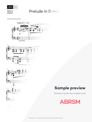 Prelude in D minor - Piano Exam Pieces 2027 & 2028, Grade 7 (Digital Sheet Music) protected preview