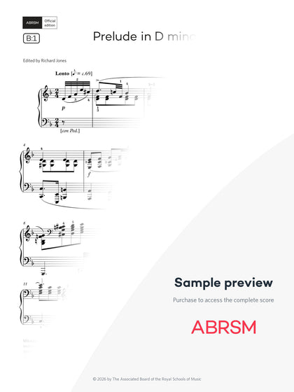 Prelude in D minor - Piano Exam Pieces 2027 & 2028, Grade 7 (Digital Sheet Music) protected preview