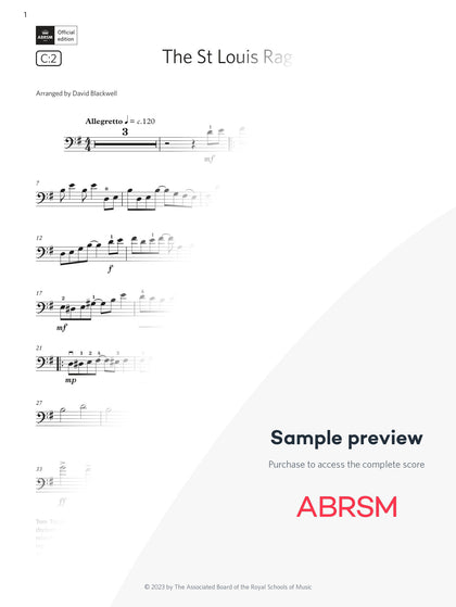 The St Louis Rag - Cello Exam Pieces 2024, Grade 4 (Digital Sheet Music) protected preview