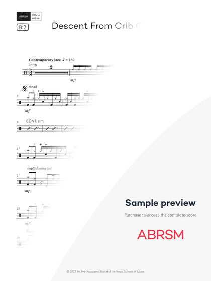 Descent From Crib Goch - Drum Kit Exam Pieces 2024 Grade 7 Digi (Digital Sheet Music) protected preview