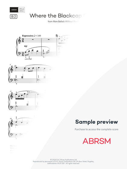 Where the Blackcap Sings - Piano Exam Pieces 2027 & 2028, Grade 4 (Digital Sheet Music) protected preview