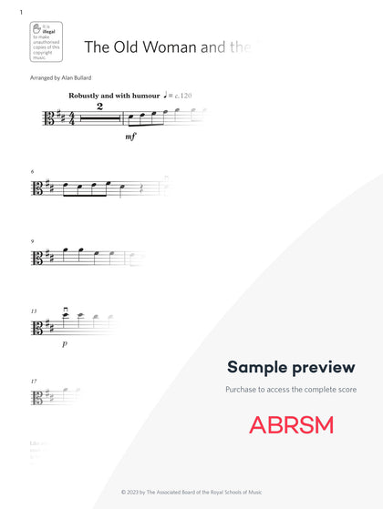 The Old Woman and the Pedlar - Viola Exam Pack 2024, Initial Grade (Digital Sheet Music) protected preview