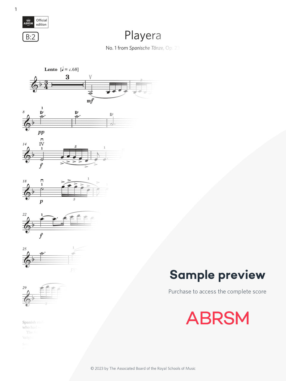 Playera - Violin Exam Pieces 2024, Grade 7 (Digital Sheet Music) protected preview
