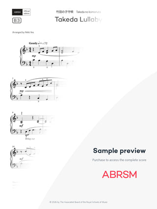 Takeda Lullaby - Piano Exam Pieces 2027 & 2028, Grade 2 (Digital Sheet Music) protected preview