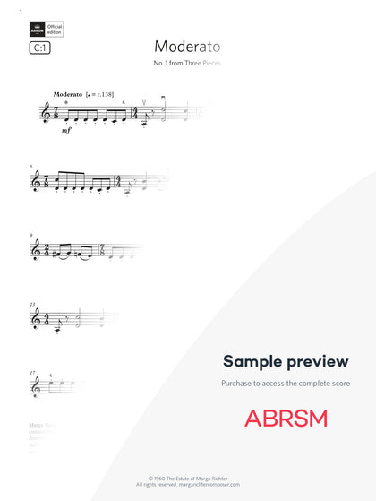 Moderato - Violin Exam Pieces 2024, Grade 6 (Digital Sheet Music) protected preview