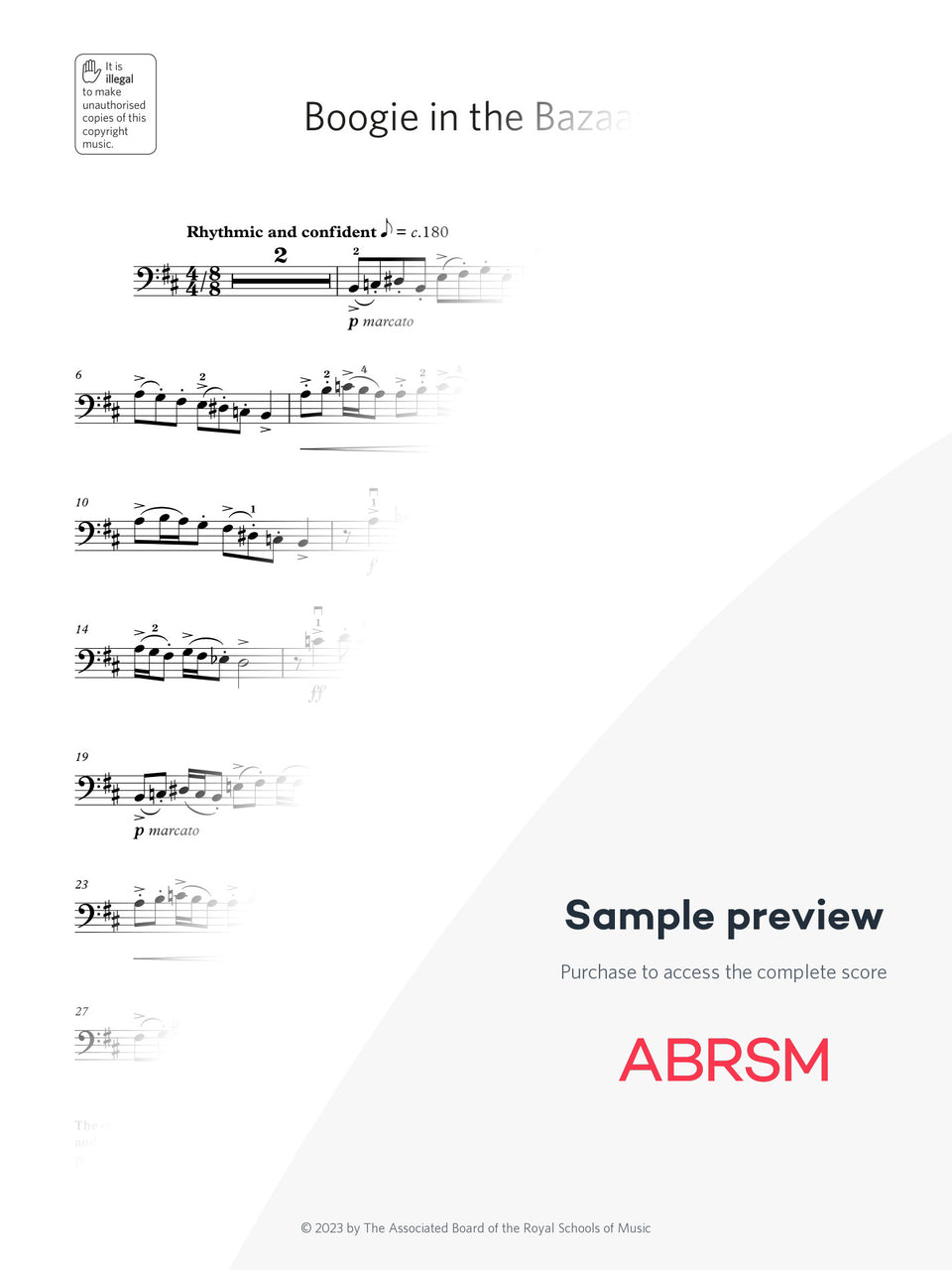 Boogie in the Bazaar - Double Bass Exam Pack 2024 Grade 5 Digi (Digital Sheet Music) protected preview