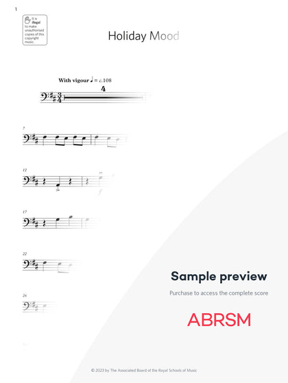 Holiday Mood - Double Bass Exam Pack 2024 Initial Grade Digi (Digital Sheet Music) protected preview