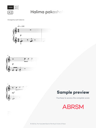 Halima pakasholo - Piano Exam Pieces 2027 & 2028, Initial Grade (Digital Sheet Music)