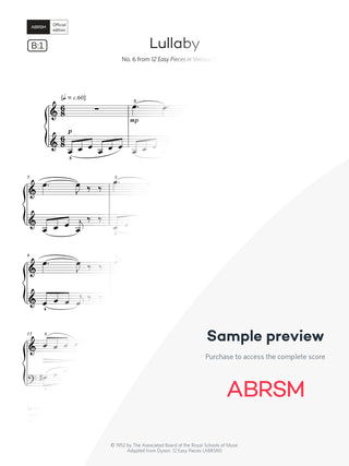 Lullaby - Piano Exam Pieces 2027 & 2028, Grade 1 (Digital Sheet Music)