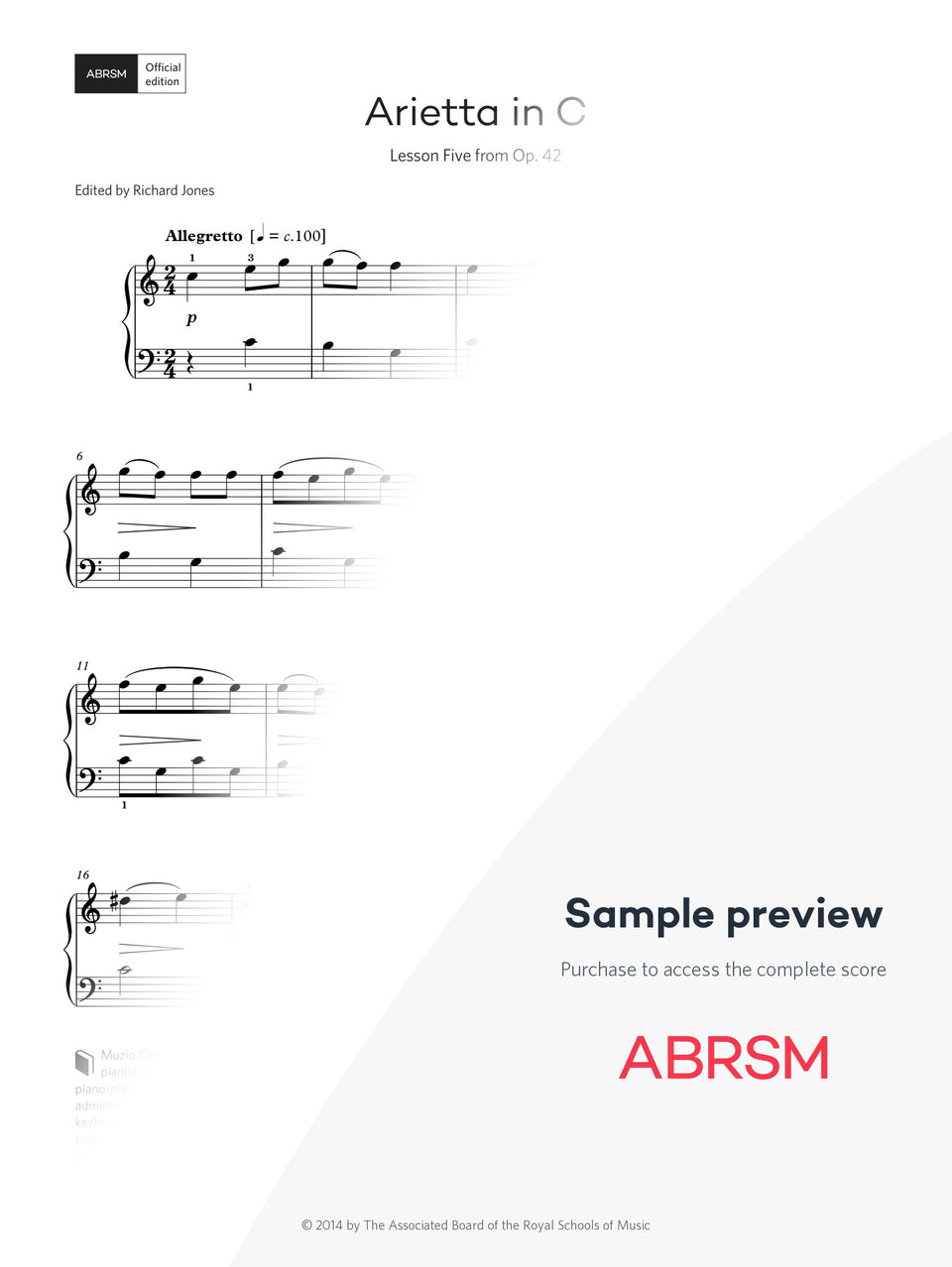 Arietta in C – Encore Plus, Book 1 – Digital sheet music protected score preview