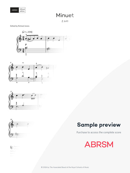 Minuet, Z. 649 – Encore Plus, Book 1 – Digital sheet music protected score preview
