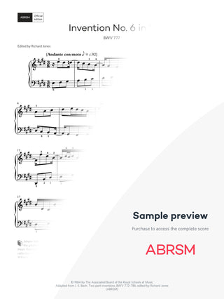 Invention No. 6 in E, BWV 777 – Encore Plus, Book 3 – Digital sheet music protected score preview