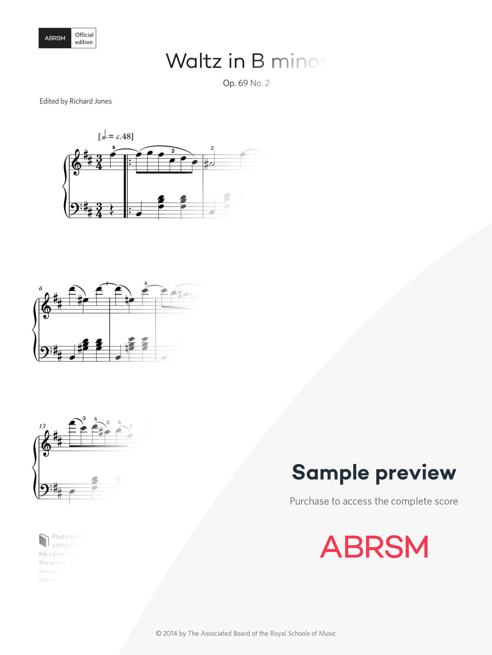 Waltz in B minor, Op. 69 No. 2 – Encore Plus, Book 4 – Digital sheet music protected score preview