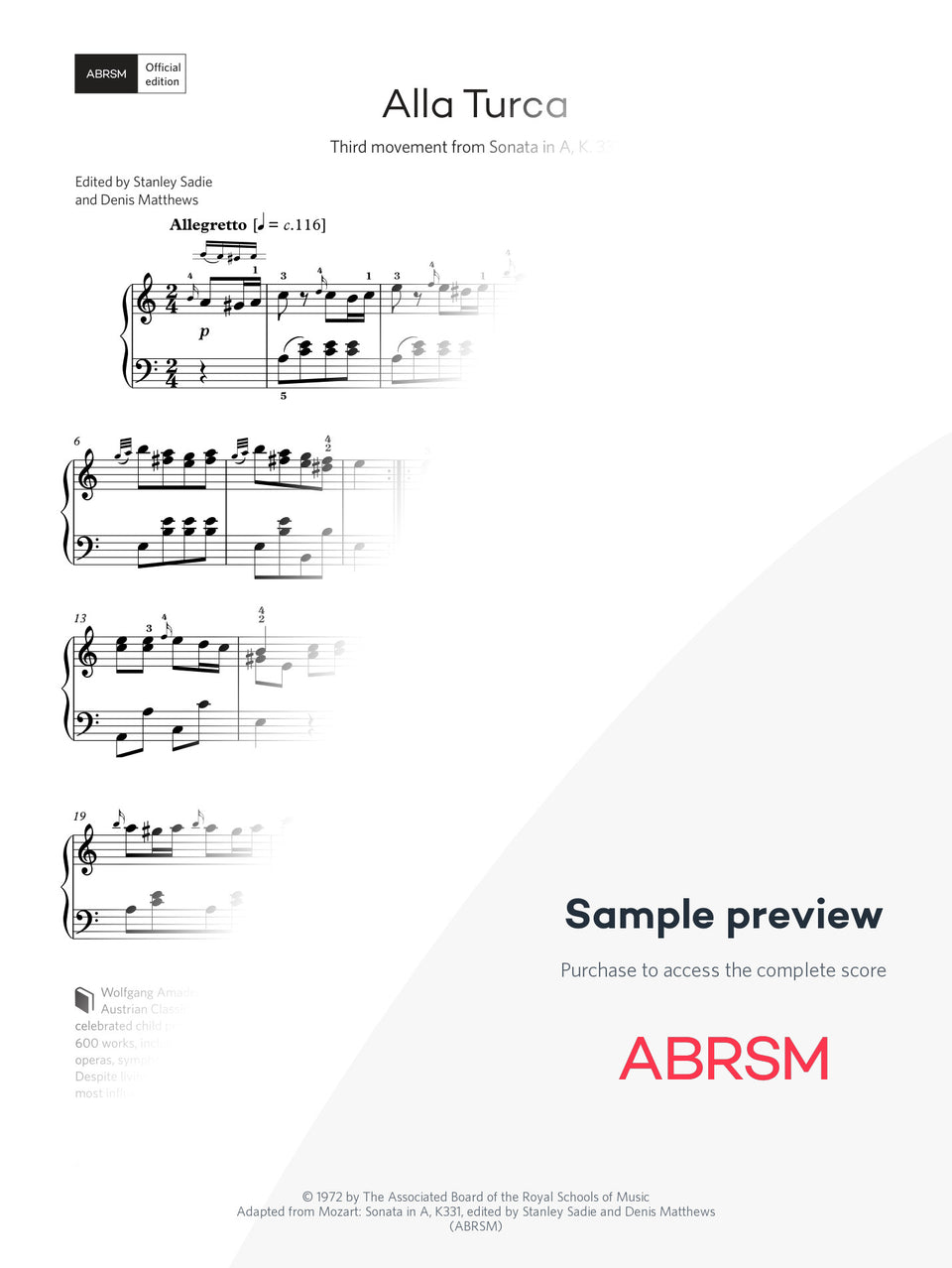 Alla Turca – Encore Plus, Book 4 – Digital sheet music protected score preview