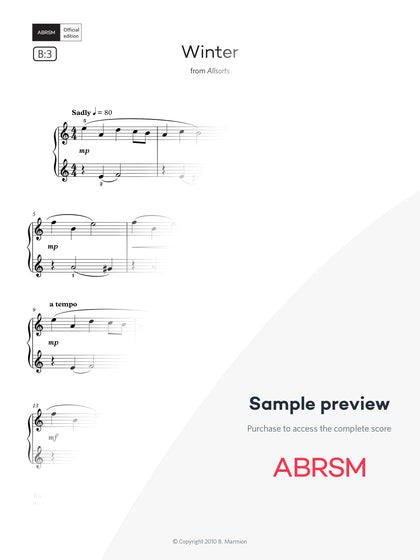 Winter - Piano Exam Pieces 2025 & 2026, Grade 1 (Digital Sheet Music) protected preview