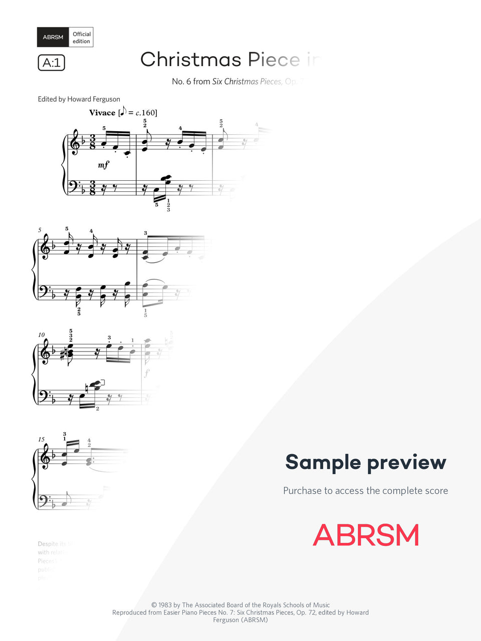 Christmas Piece in F major - Piano Exam Pieces 2027 & 2028, Grade 7 (Digital Sheet Music) protected preview