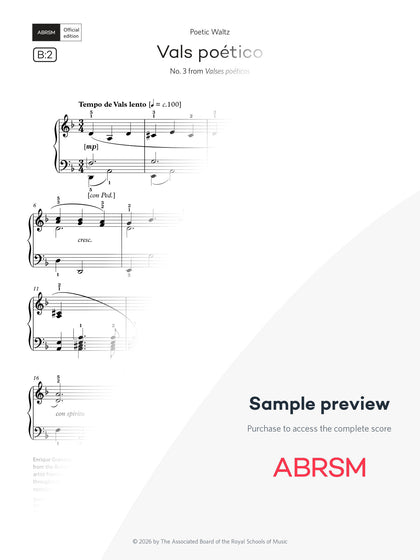 Vals poético - Piano Exam Pieces 2027 & 2028, Grade 6 (Digital Sheet Music) protected preview