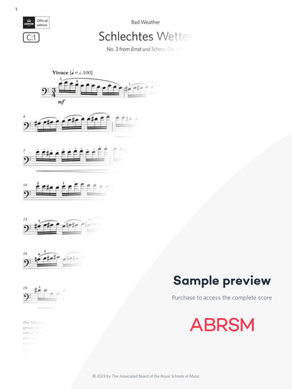Schlechtes Wetter - Cello Exam Pieces 2024, Grade 5 (Digital Sheet Music) protected preview