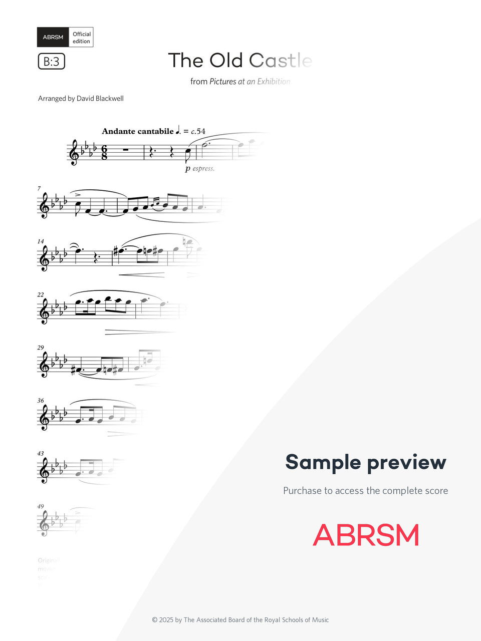 The Old Castle - Sax Exam Pieces 2026, Grade 5 (Digital Sheet Music) protected preview