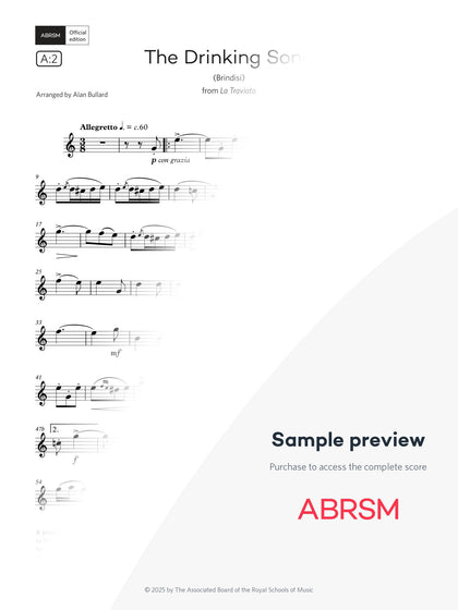 The Drinking Song (Brindisi) - Sax Exam Pieces 2026, Grade 4 (Digital Sheet Music) protected preview